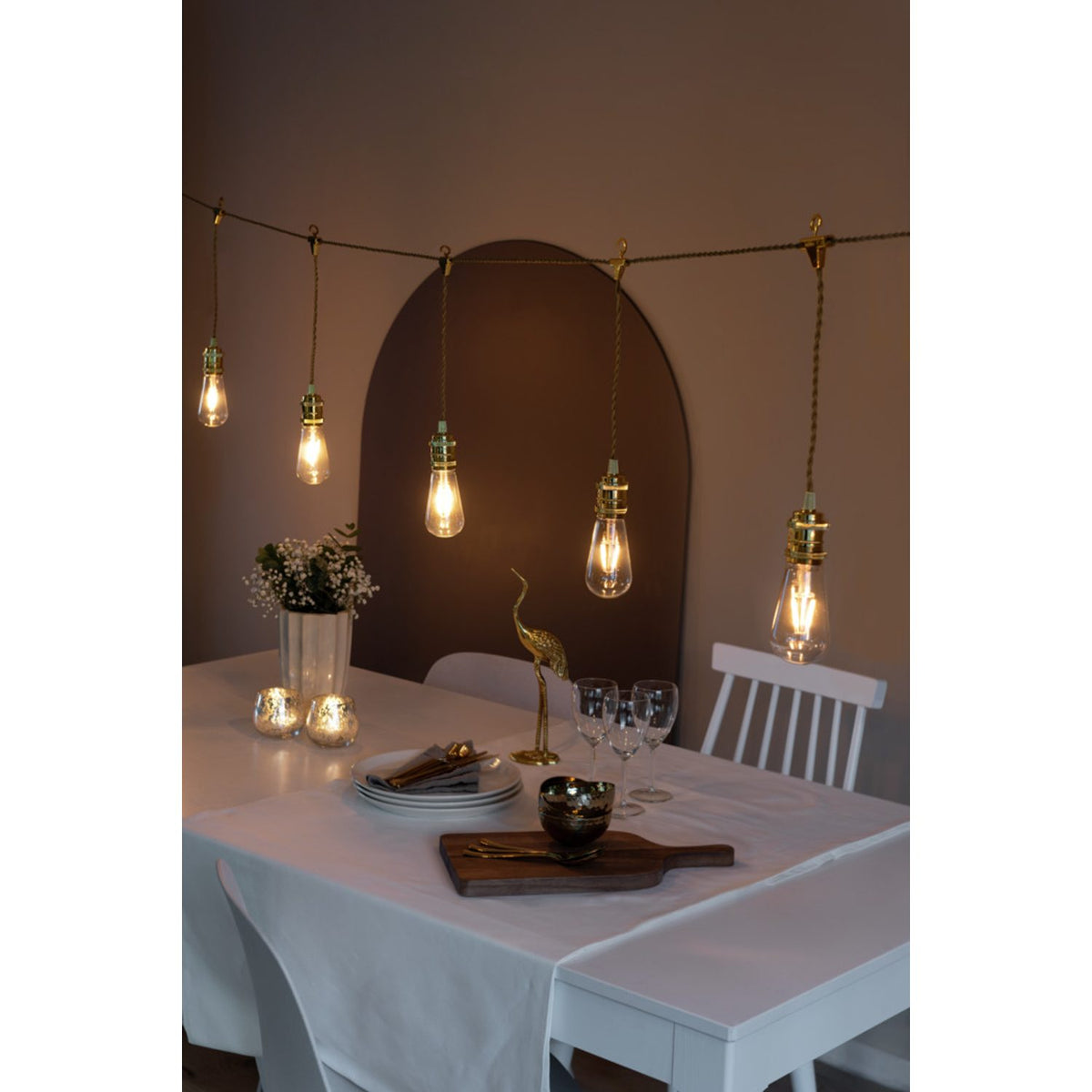 E27 8 Amber LED Guldkabel Dimmer Ljusslinga Inomhus