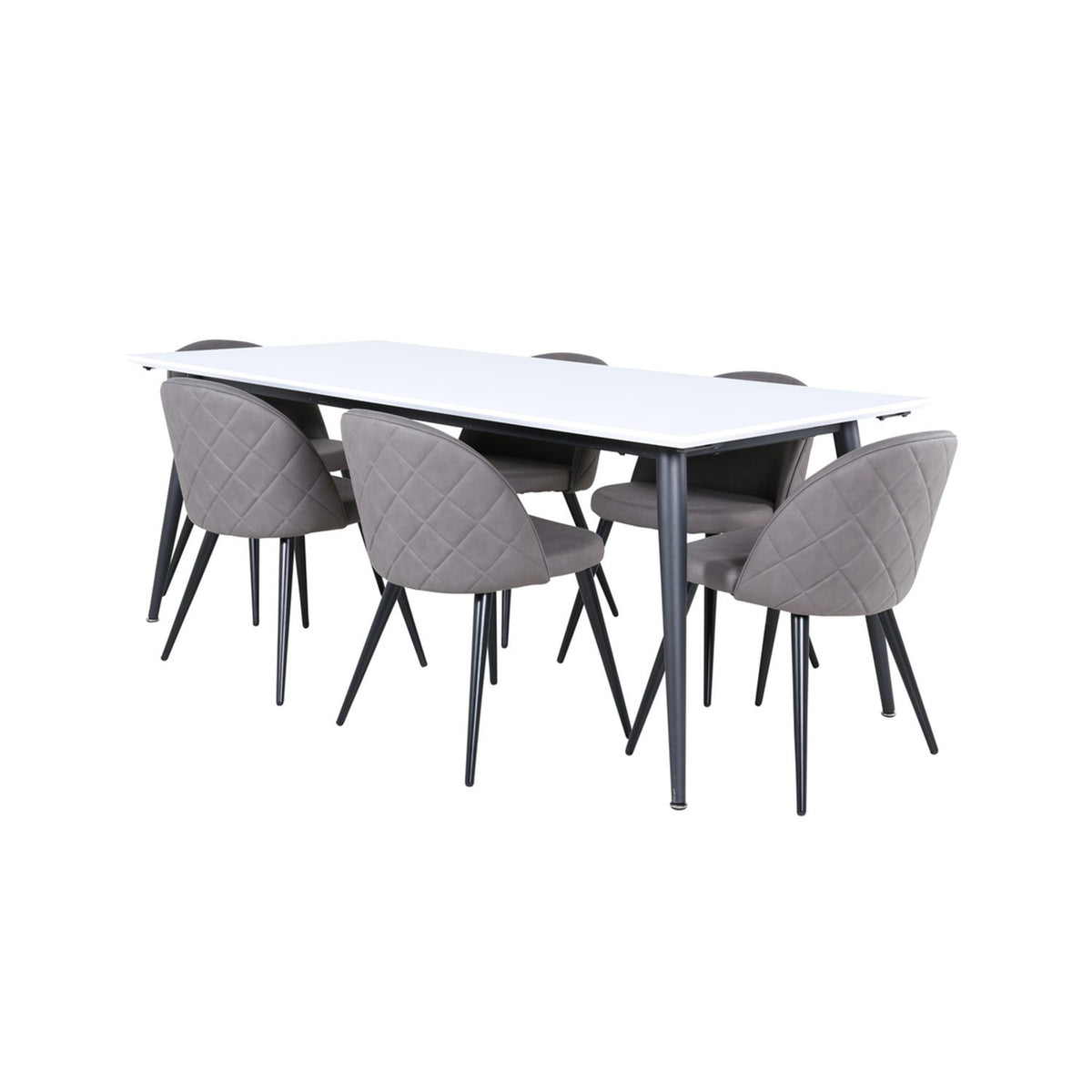 Jimmy, Velvet Rektangulär matgrupp Svart,Grå, Svart,Vitt, 195 x 90