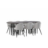 Stone, Velvet Rektangulär matgrupp Svart,Grå, Svart, Mocka, 220 x 100