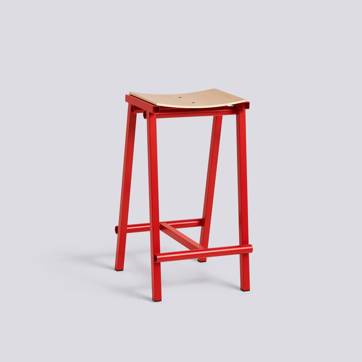 Taburete 8 65 cm Barpall ekfaner med vattenbaserad lack, Signal red – pulverlackerat stål