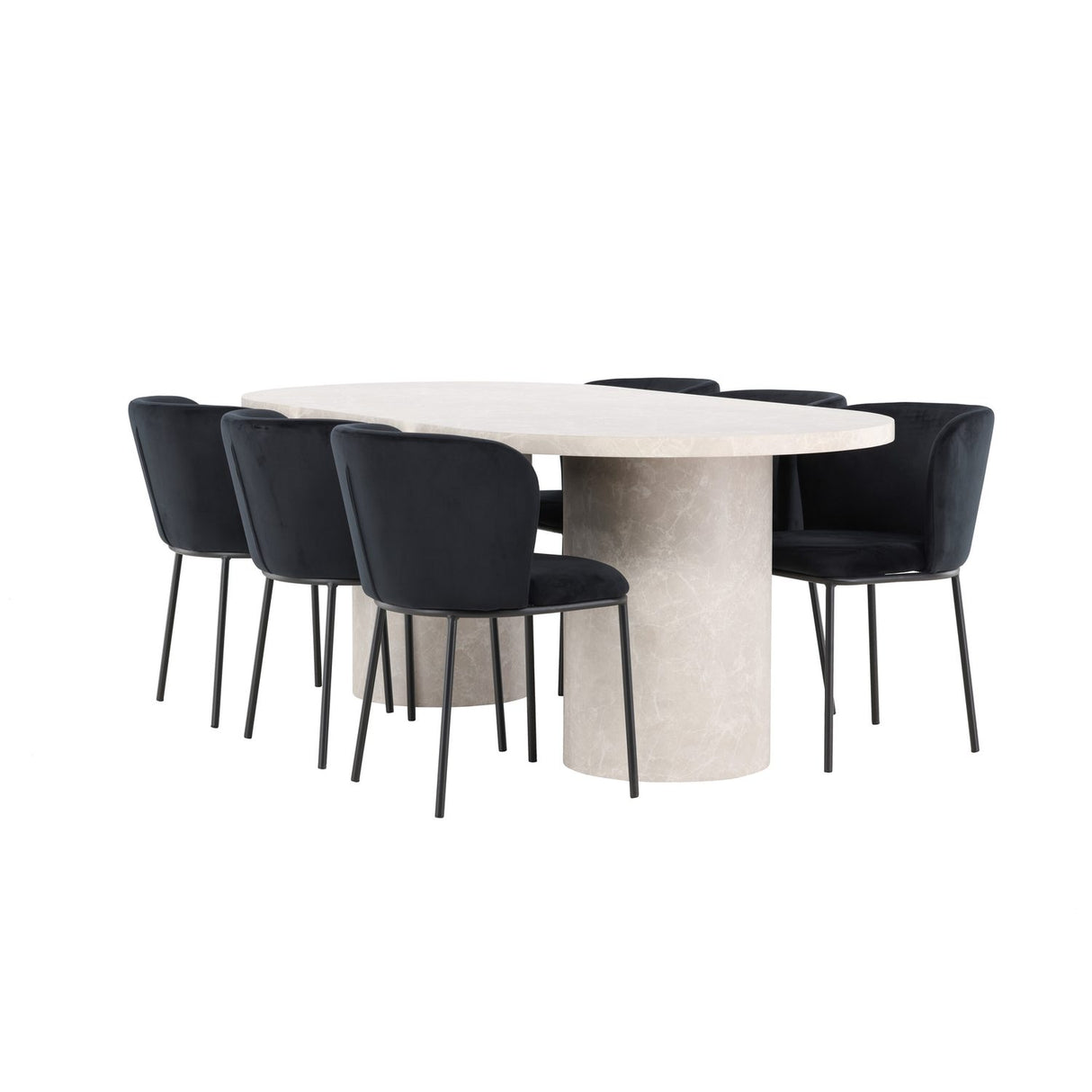 Narvik, Edina Oval matgrupp Svart, Beige, 200 x 100