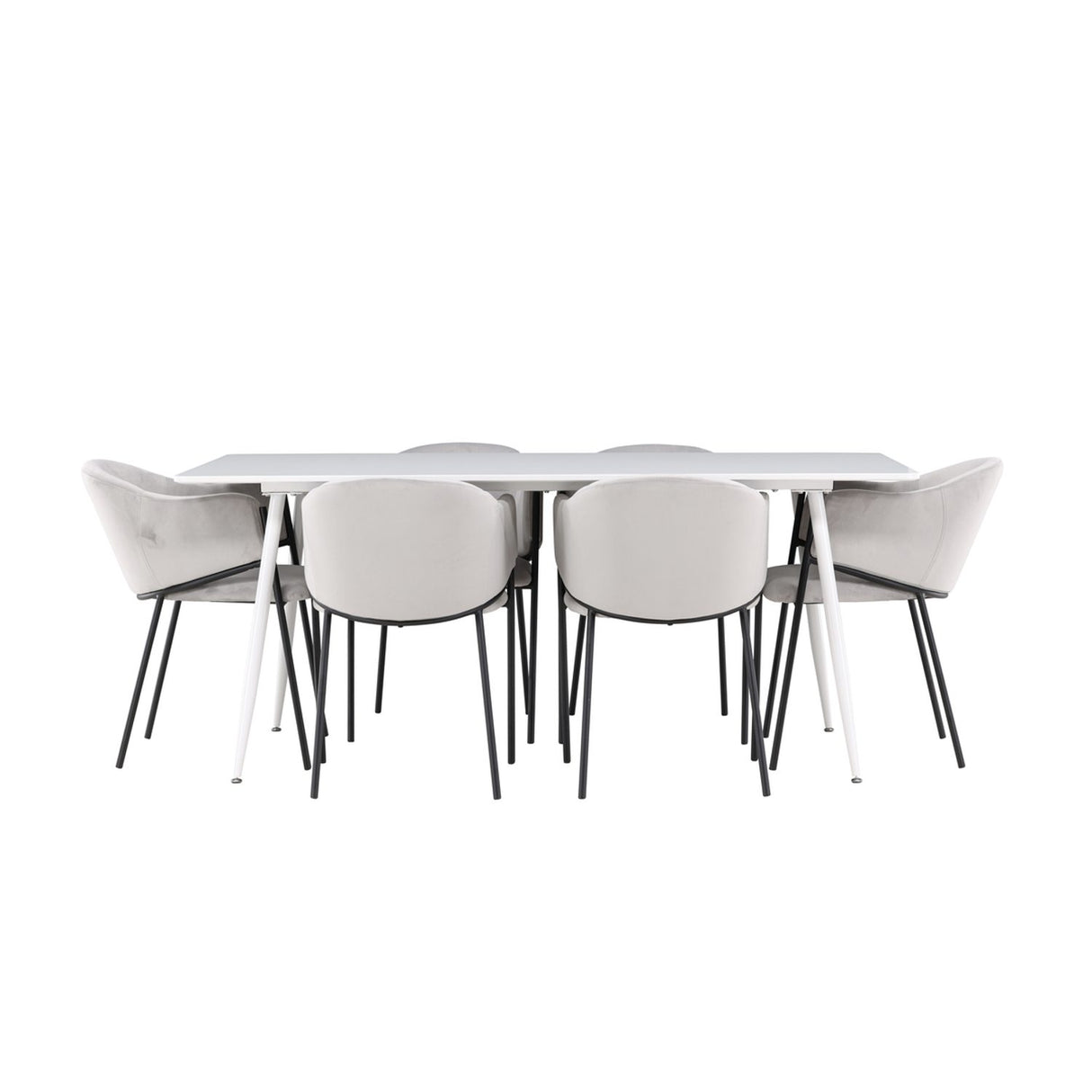 Silar, Evelina Rektangulär matgrupp Svart,Grå, Vit, 180 x 90