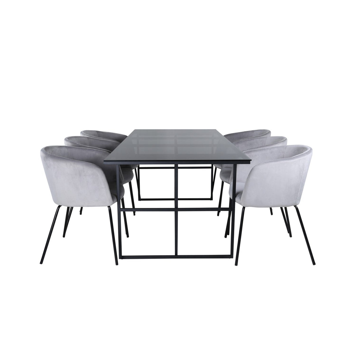 Leif, Berit Rektangulär matgrupp Svart,Grå, Svart, 200 x 90