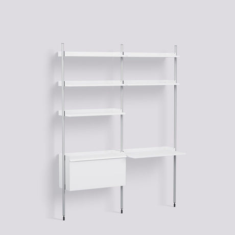 Pier System 12 2 sektioner 162 × 46,5 × 209 cm Hyllsystem PS White, Klaranodiserad aluminium