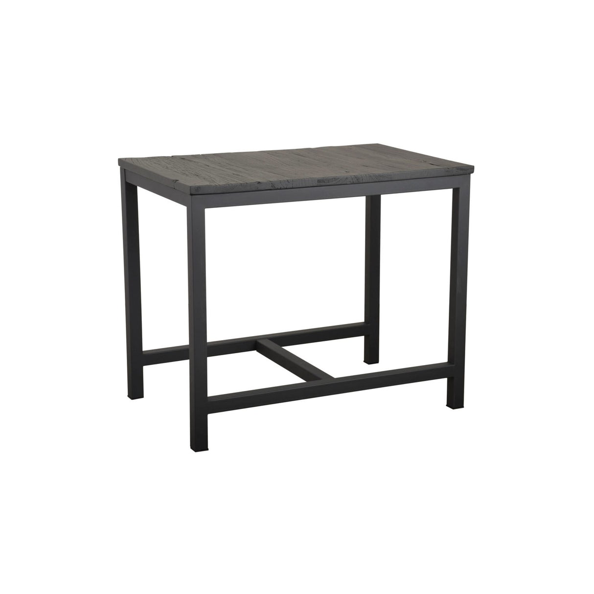 Vintage 90x58 cm Tilläggsbord Svartlackad Alm/Gråsvart Metallunderrede