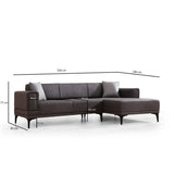 Hanoi (250-140 x 85 x 77 cm) Hörnsoffa-bäddsoffa Mörkgrå, Höger