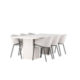 Olga, Evelina Rektangulär matgrupp Svart,Grå, Vit, 200 x 90