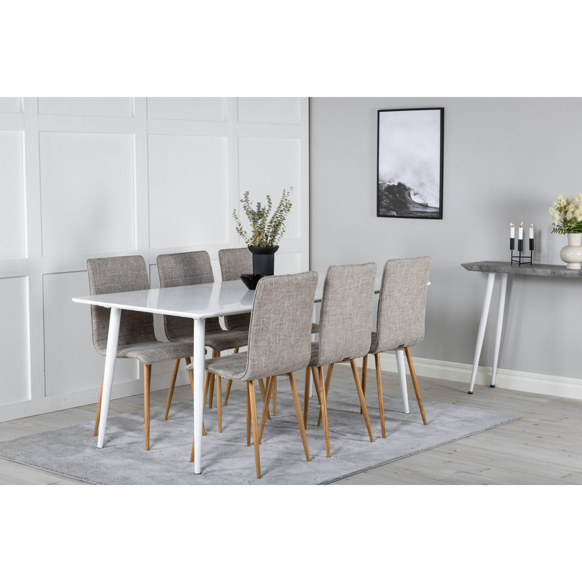 Polar, Windu Rektangulär matgrupp Beige,Natur, Vit, 180 x 90
