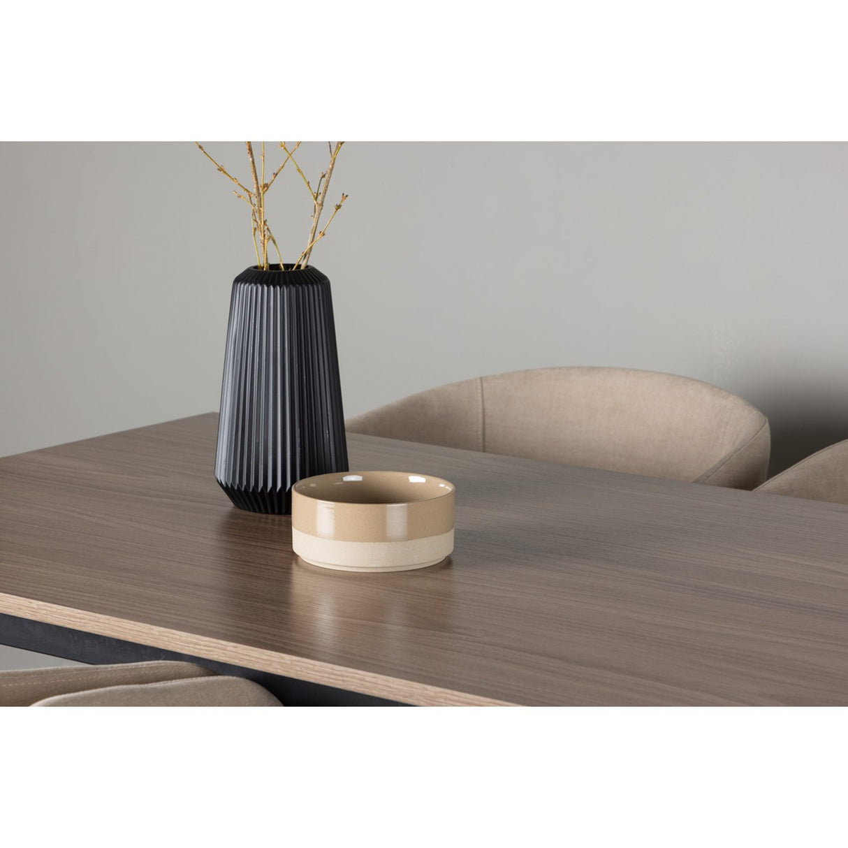 Tempe, Berit Rektangulär matgrupp Beige, Svart, Valnöt, 140 x 80