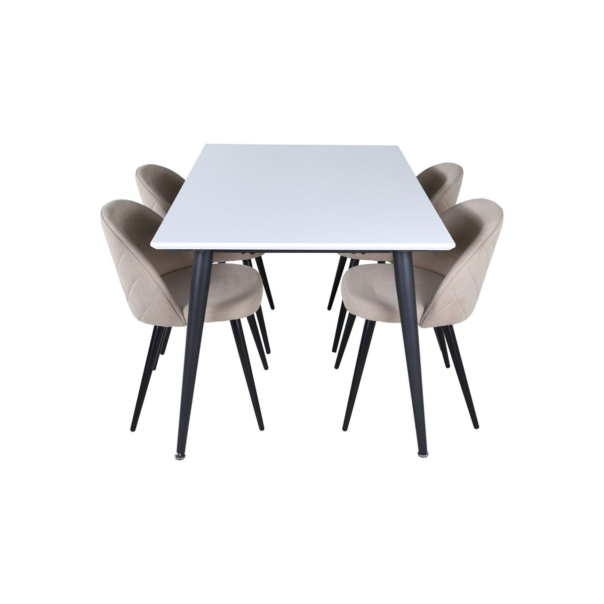 Jimmy, Velvet Rektangulär matgrupp Beige, Svart, Svart,Vitt, 150 x 90