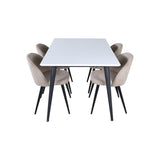 Jimmy, Velvet Rektangulär matgrupp Beige, Svart, Svart,Vitt, 150 x 90