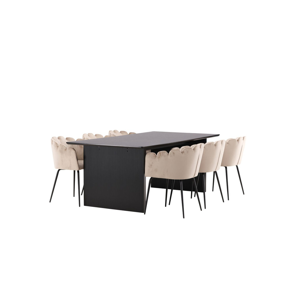 Vail, Limhamn Rektangulär matgrupp Beige, Svart, Svart, 200 x 100