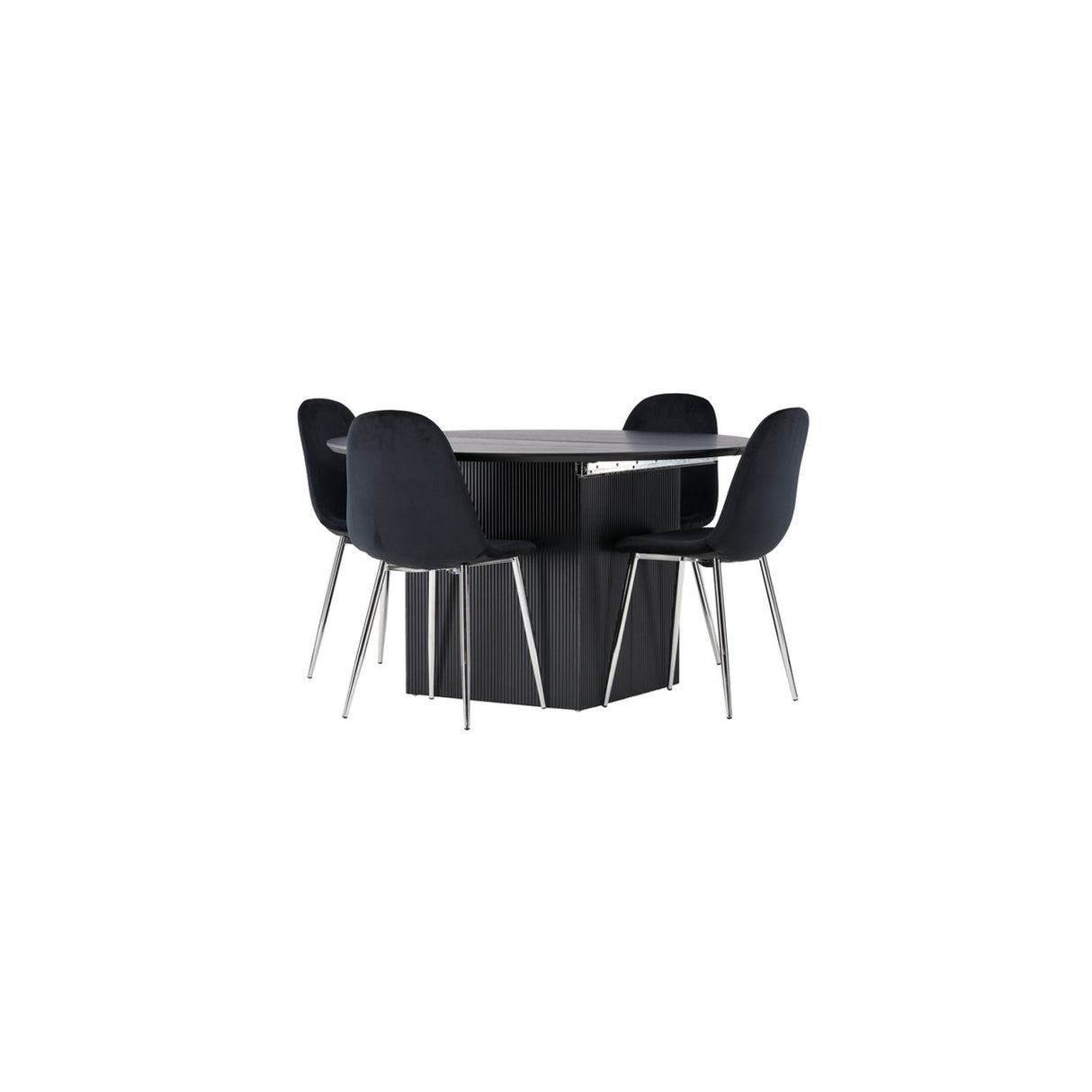 Matilda, Polar Rund matgrupp Svart,Silver, Svart, ⌀130