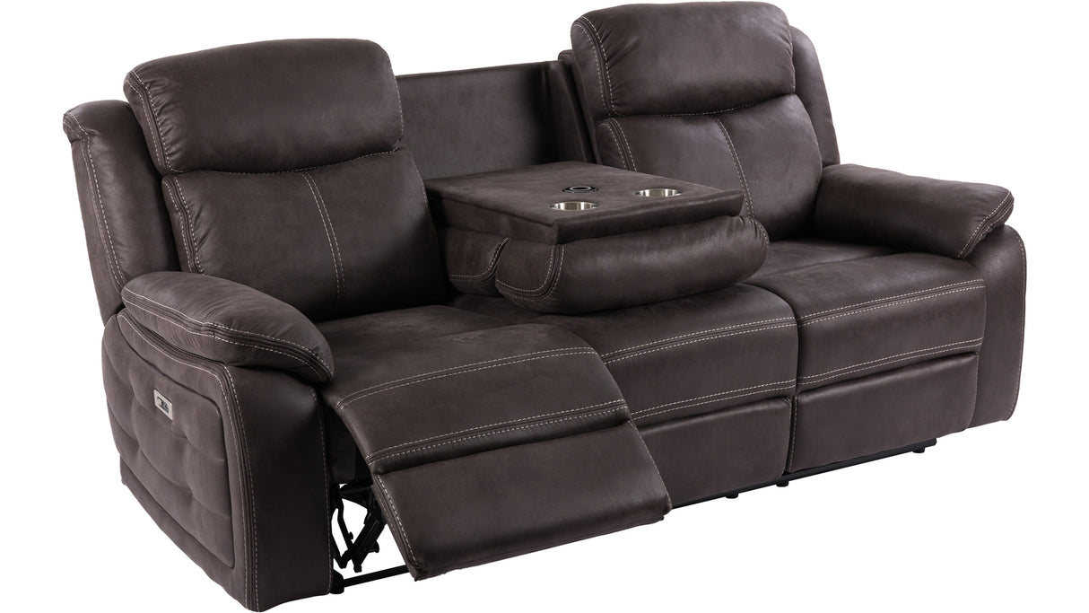 Teddy 3-Sits Reclinersoffa brungrått tyg