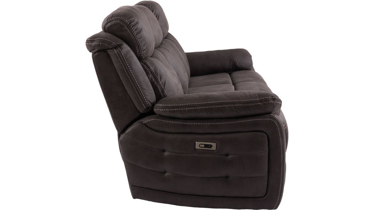 Teddy 3-Sits Reclinersoffa brungrått tyg