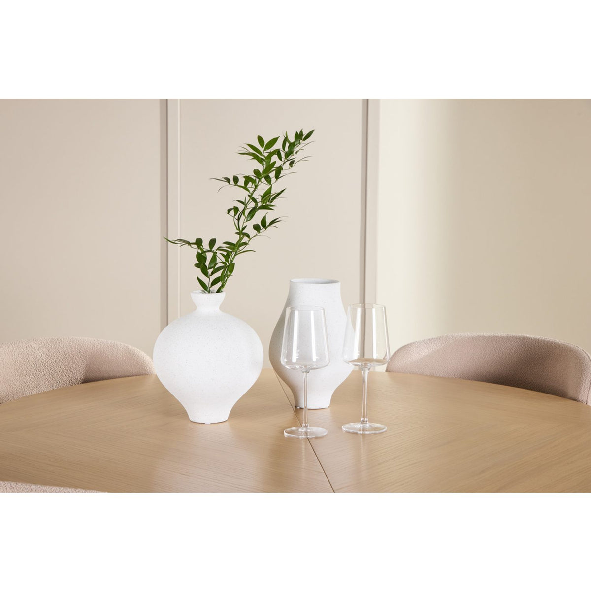Strada, Astoria Oval matgrupp Beige, Vitputsad, 4st