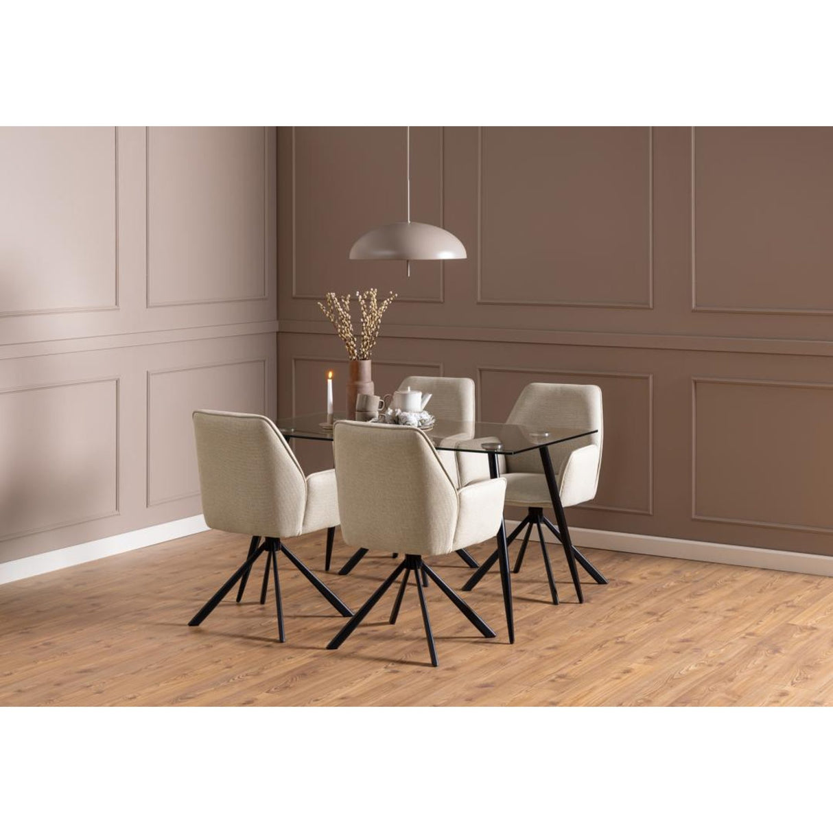 Bayonne Matstol med Armstöd Basel tyg Beige