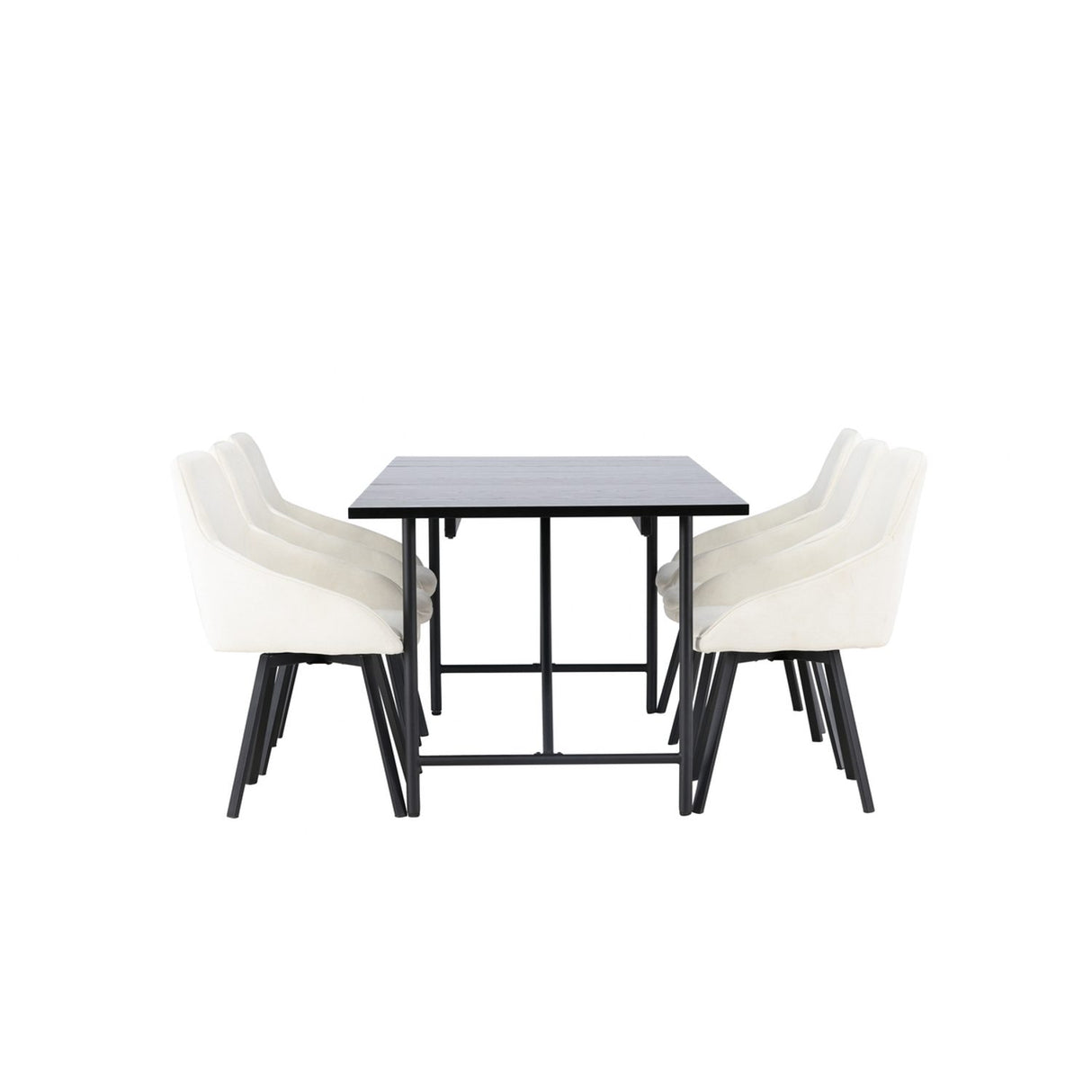 Rosie Rektangulär matgrupp Beige,Svart, Svart, 200 x 90