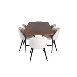 Uno, Velvet Rektangulär matgrupp Beige, Svart, Svart,Natur, 200 x 90