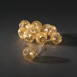 10 Varmvita LED Metall Bollar Ljusslinga Inomhus Guld