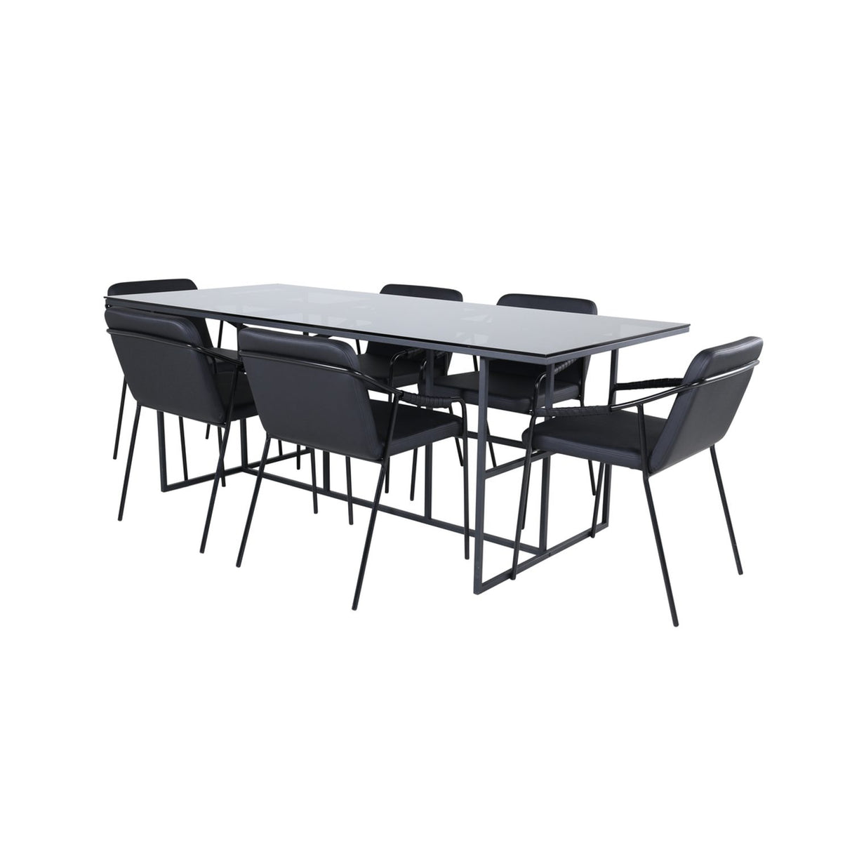 Leif, Tvist Rektangulär matgrupp Svart, Svart, 200 x 90