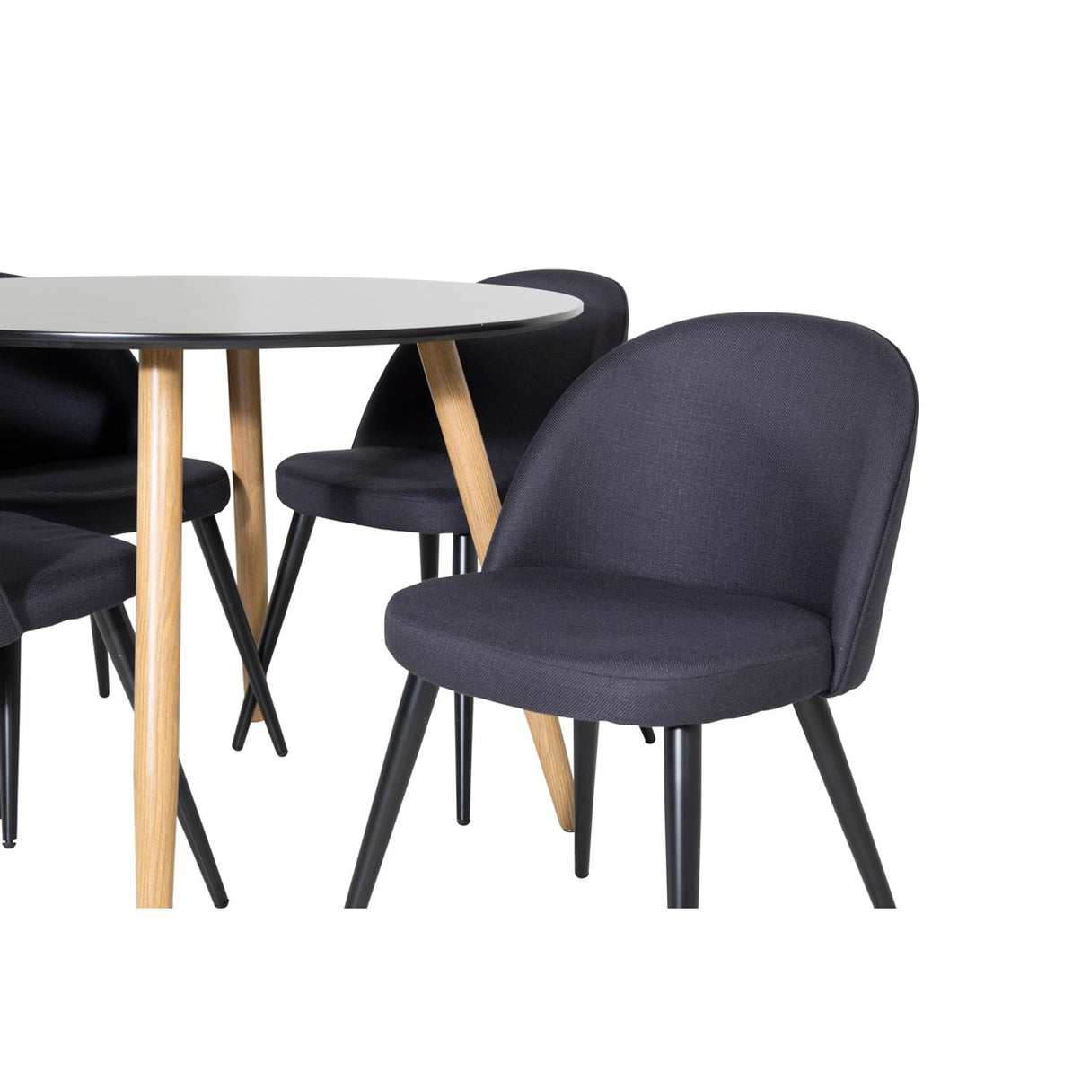 Plaza, Sammet Rund matgrupp Svart, Svart,natur, ⌀100