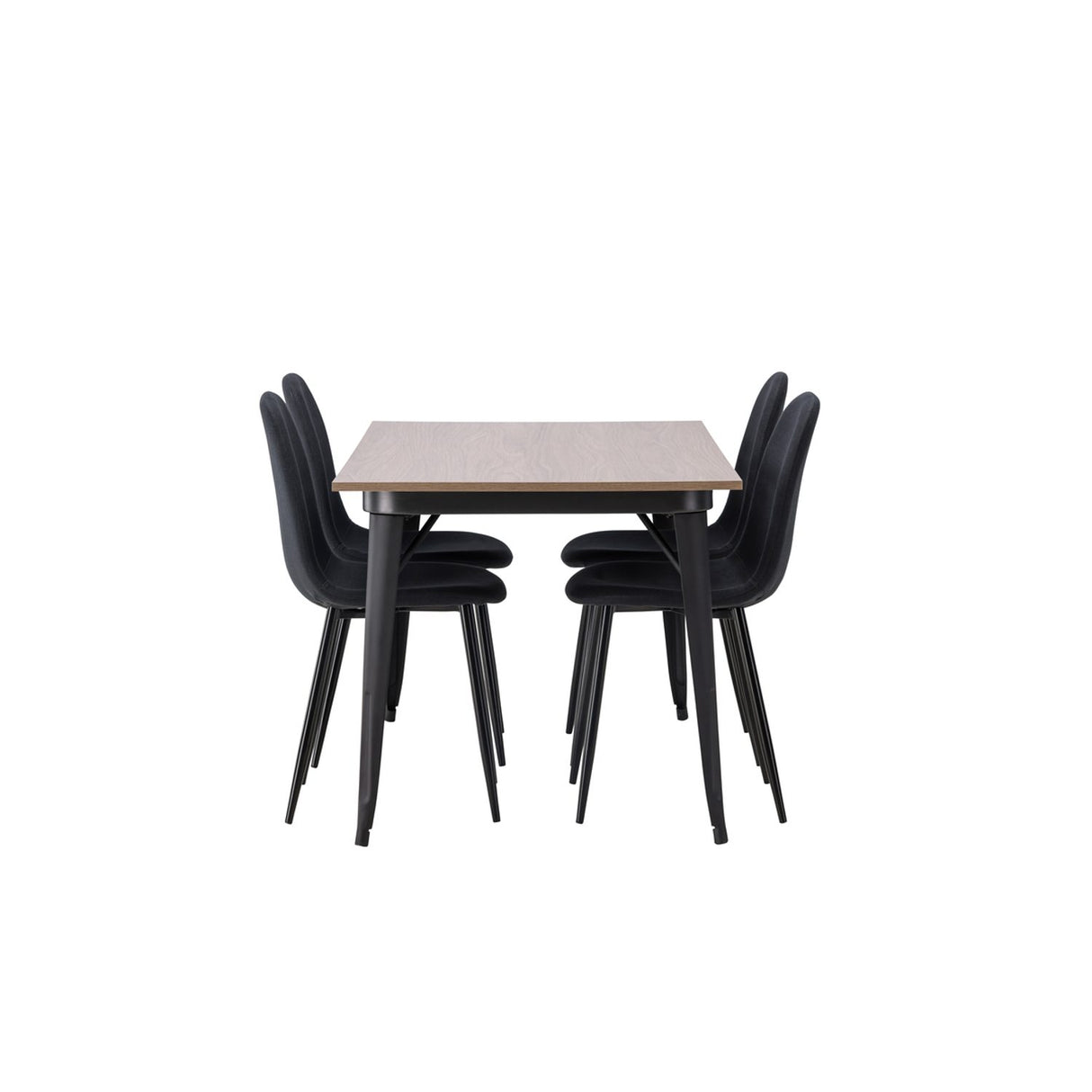 Tempe, Polar Rektangulär matgrupp Svart, Valnöt, 140 x 80