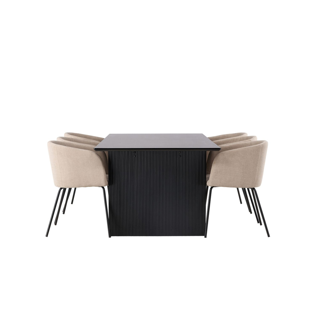 Vail, Berit Rektangulär matgrupp Beige, Svart, Svart, 200 x 100