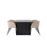 Vail, Berit Rektangulär matgrupp Beige, Svart, Svart, 200 x 100