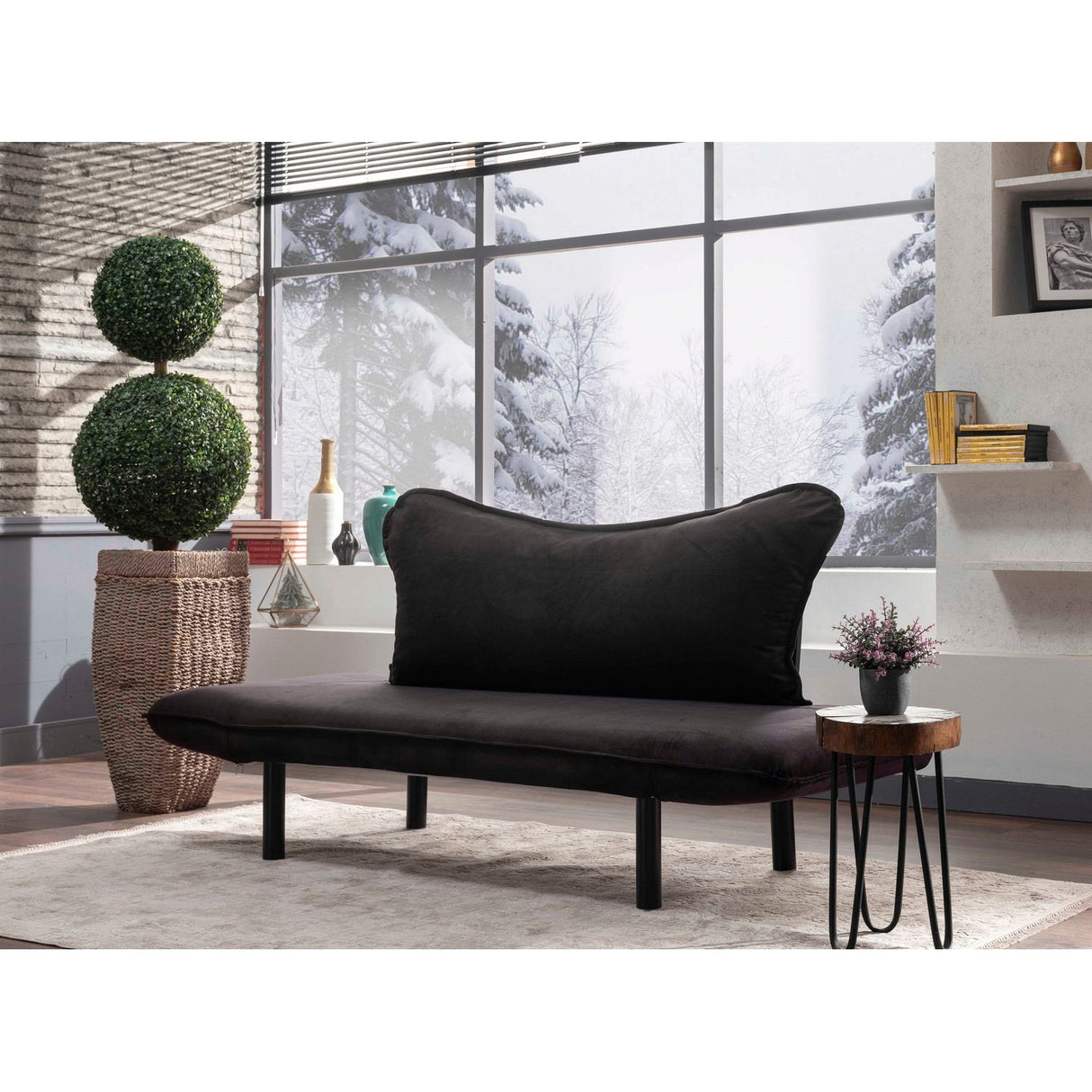 Chatto (150 x 70 x 75 cm) Svart 2-sits bäddsoffa