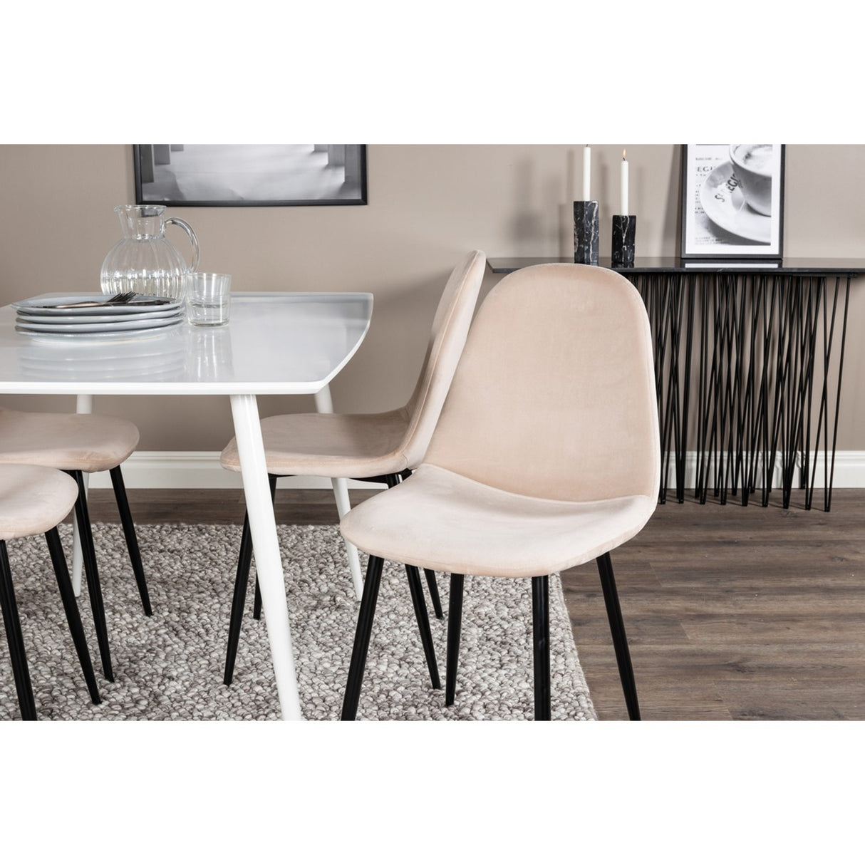 Polar, Polar Rektangulär matgrupp Beige,Svart, Vit, 120 x 75