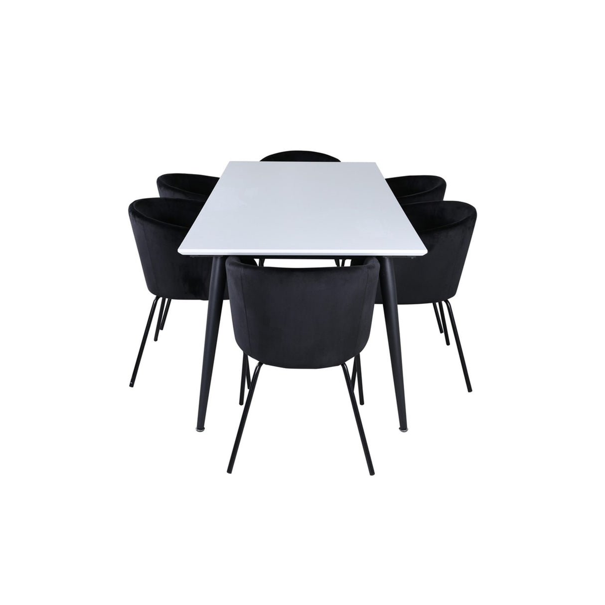 Jimmy, Berit Rektangulär matgrupp Svart, Svart,Vitt, 195 x 90