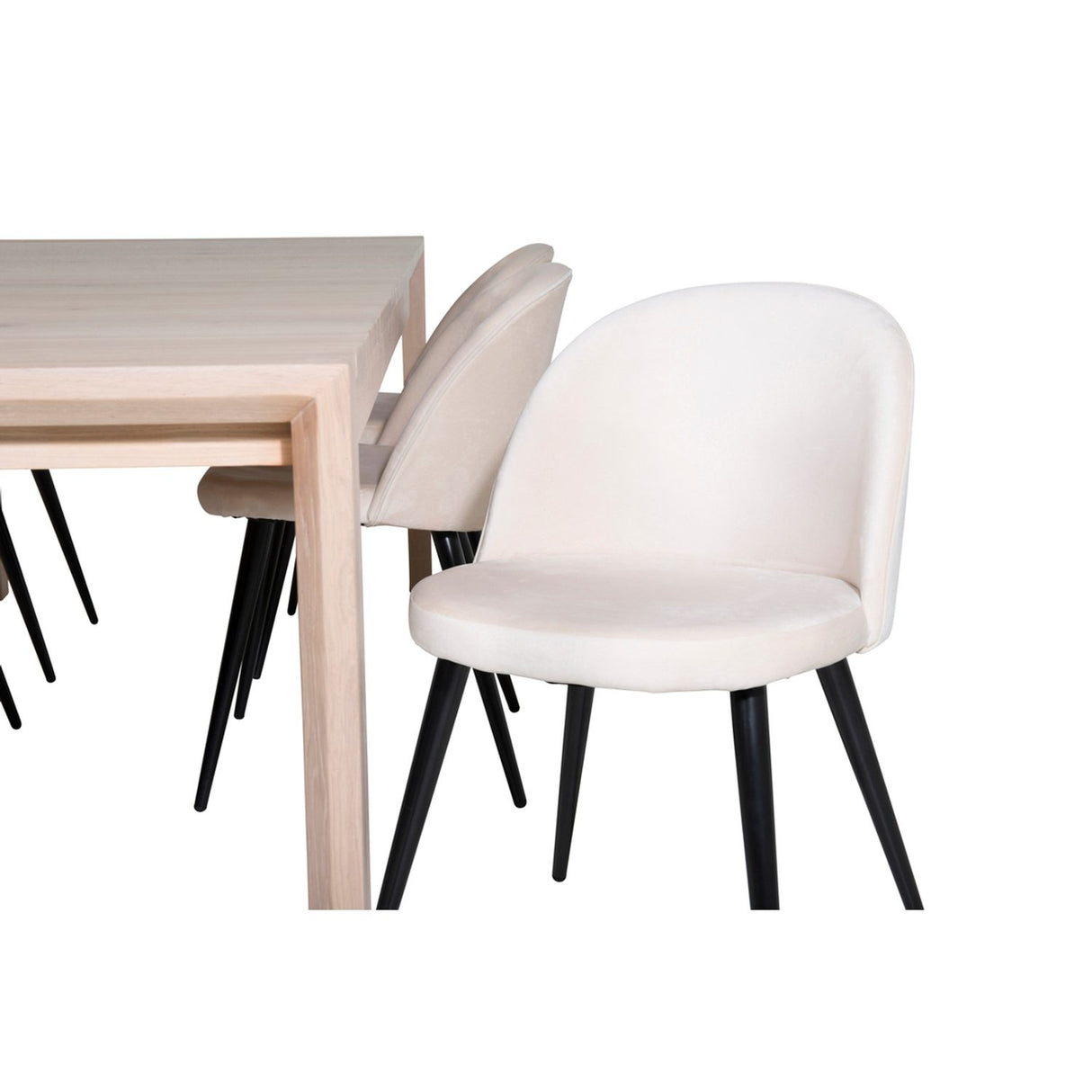 Slider, Velvet Rektangulär matgrupp Beige,Svart, Vitlaserad, 170 x 95