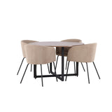 Durango, Berit Rund matgrupp Beige, Svart, Svart, valnöt, ⌀120