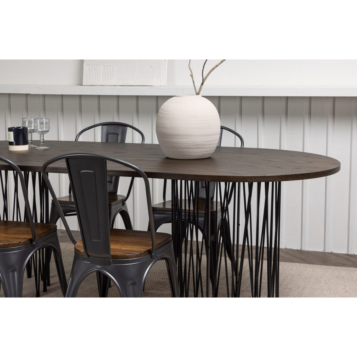 Stone, Tempe Oval matgrupp Valnöt, mörkgrå, Svart, mocka, 220 x 100