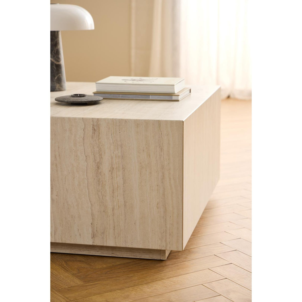 Dijon Soffbord 42x90x90 cm Travertin