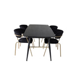 Gold, Arrow Rektangulär matgrupp Svart,Guld, Svart, 180 x 85