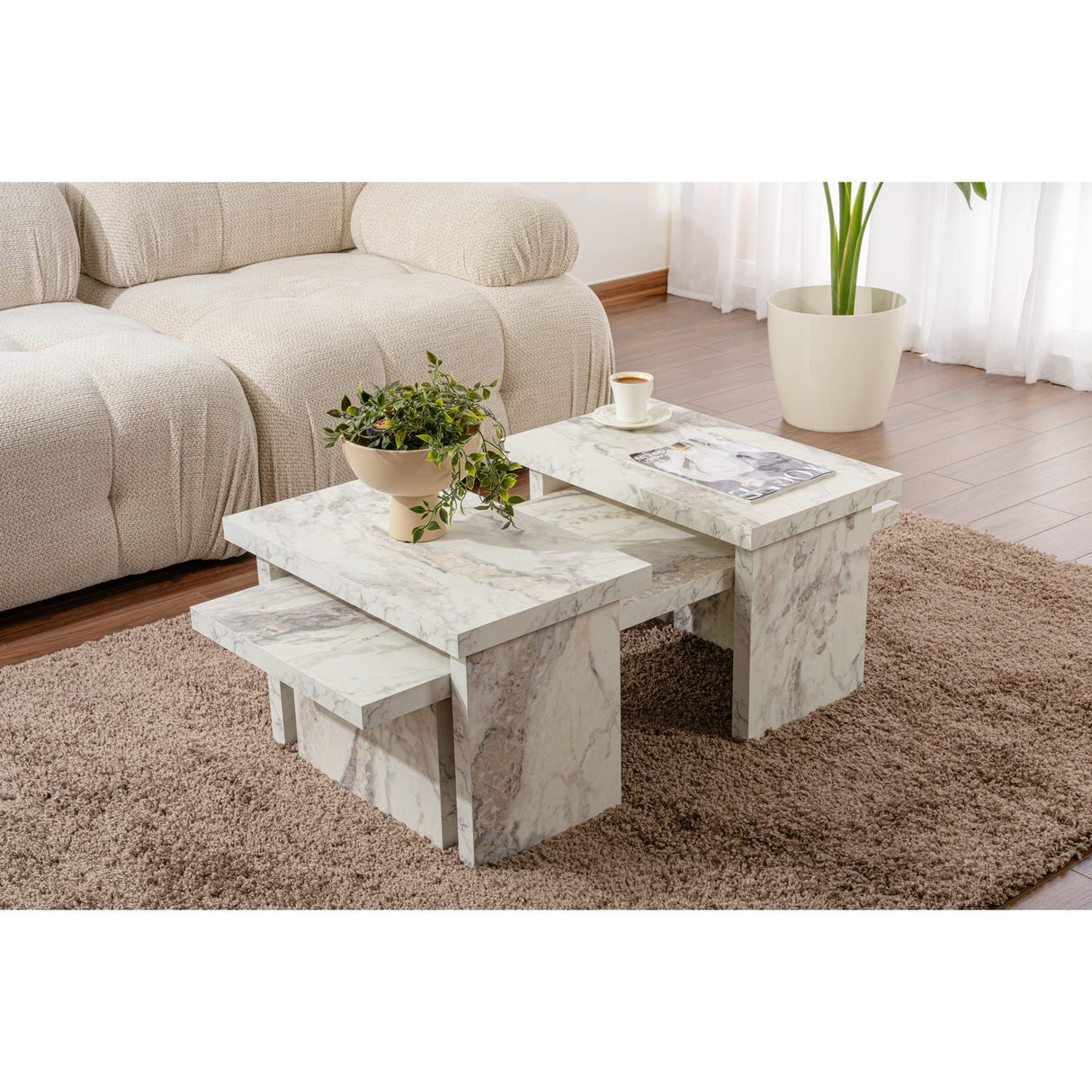 Hobart (110 x 30 x 45 cm) Soffbord Freesia-marmor