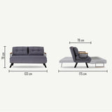 Apia 2-sits (25 x 134 x 121 cm) 2-sits bäddsoffa Svart