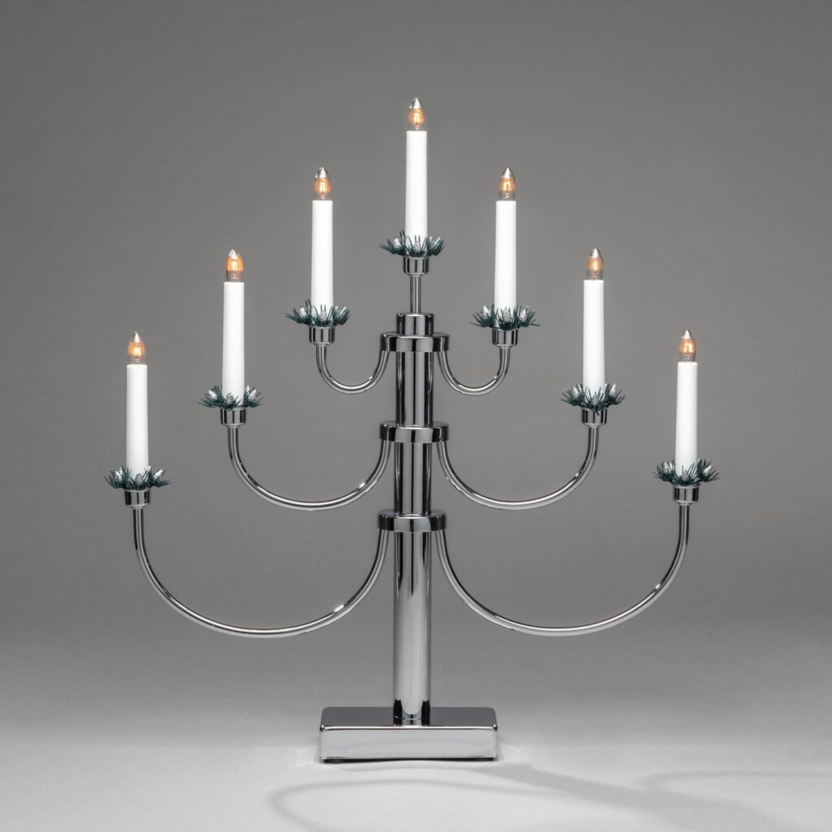 7 Ljus Metall Elljusstake Kromad