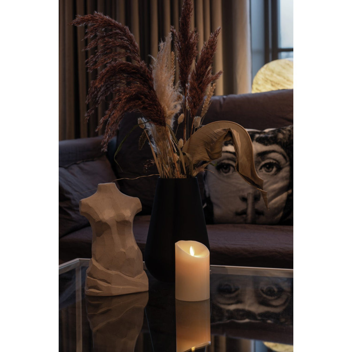Vaxljus gräddvitt, varmvit LED timer 5h 2xC Dekorationsljus El 7,6x11,4 cm