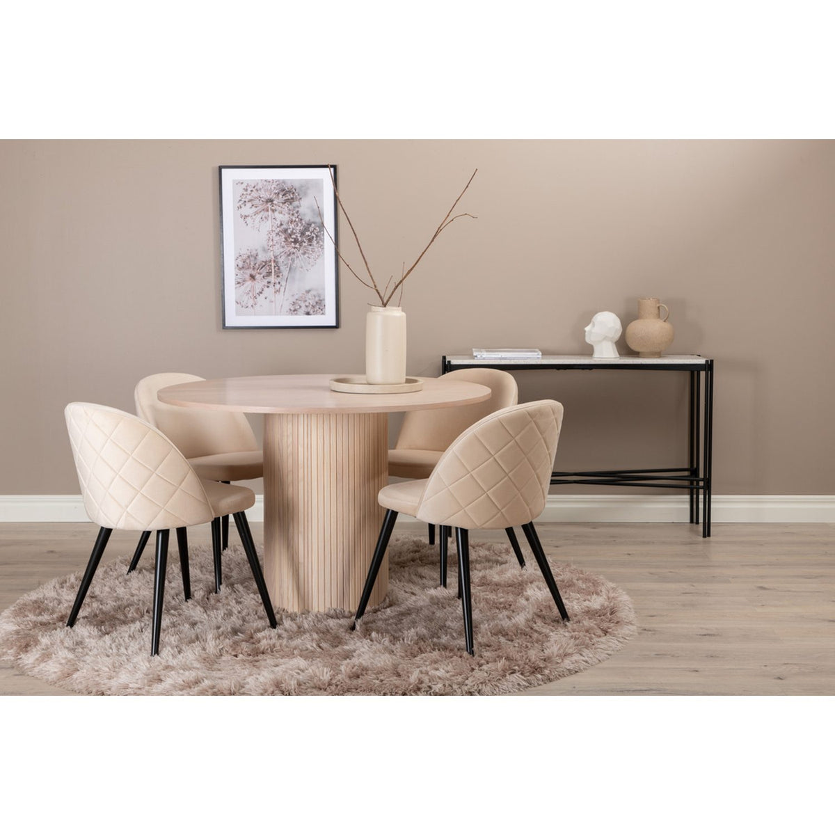 Sammet Matstol Beige,Svart, Polyesterlinne, 54 x 77 x 50