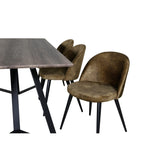 Marina, Velvet Rektangulär matgrupp Svart,Grön, Svart,Grå, 180 x 90