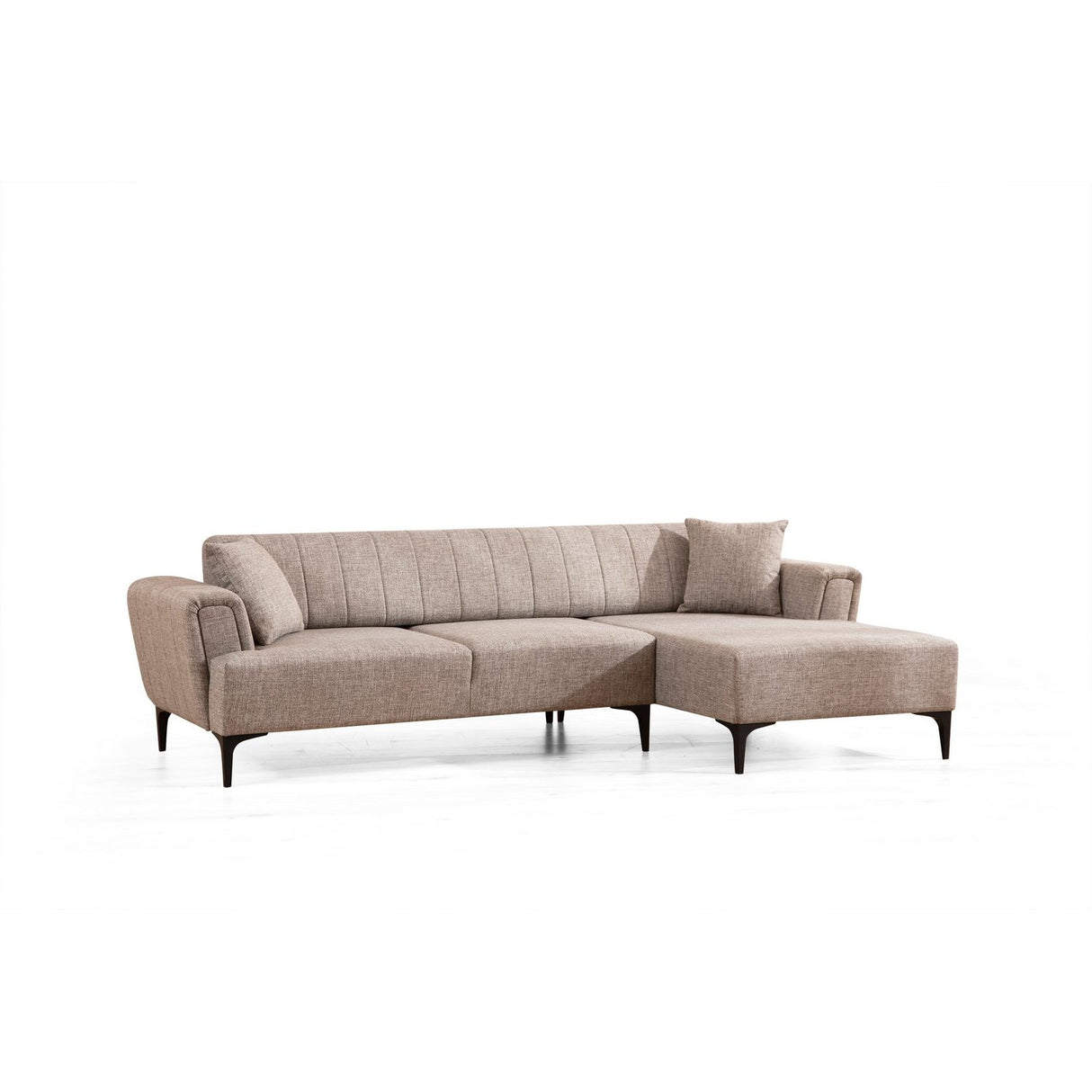 Maputo (270-140 x 95 x 77 cm) Hörnsoffbädd Ljusbrun, Höger