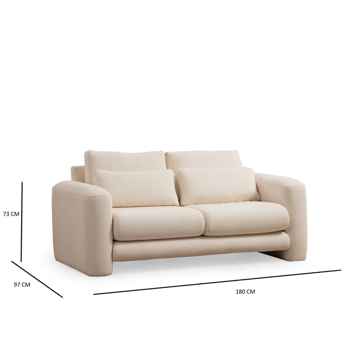 Vilnius (180 x 97 x 73 cm) 2-sitssoffa Creme