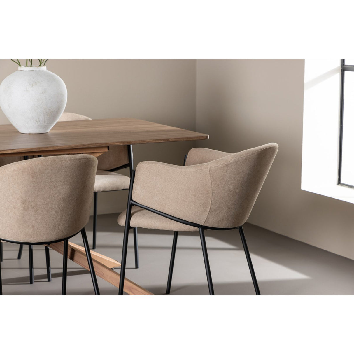 Piazza, Evelina Rektangulär matgrupp Beige,Svart, Mocca, 180 x 90