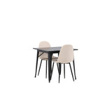 Tempe, Polar Rektangulär matgrupp Beige, Svart, Svart, 80 x 80