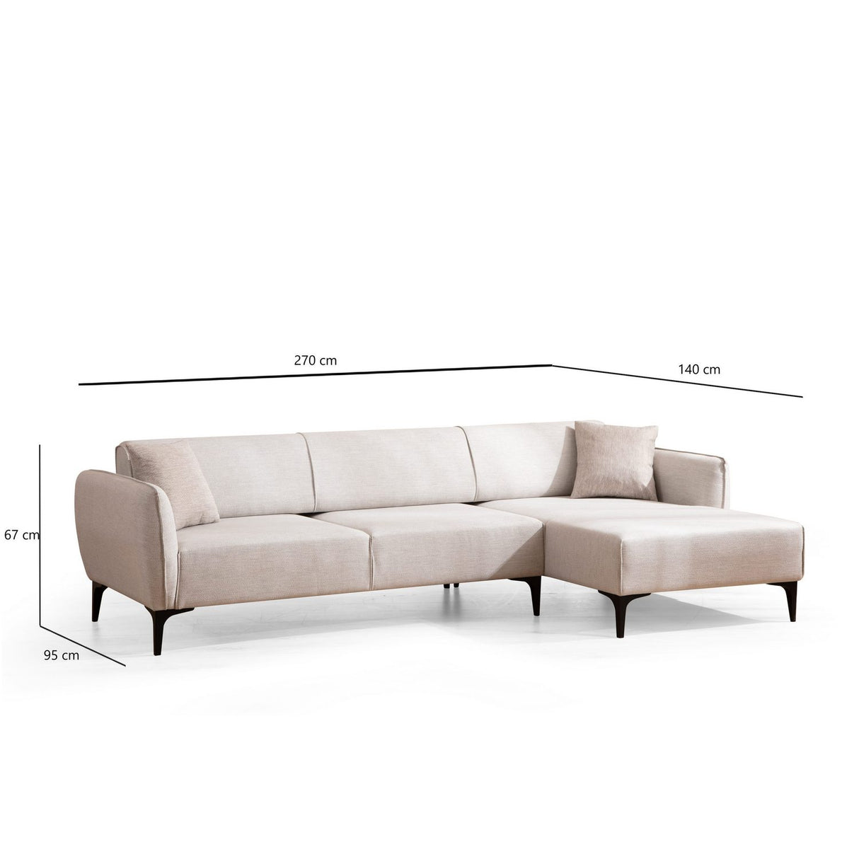 Gaborone (270-140 x 95 x 67 cm) Hörnsoffa Offwhite, Höger