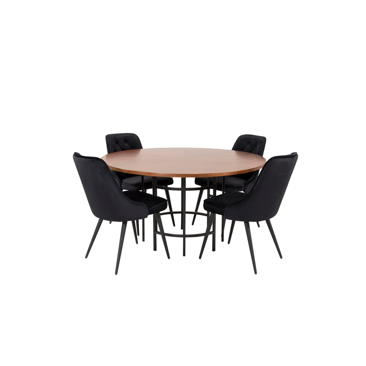 Copenhagen, Velvet Deluxe Rund matgrupp Svart, Svart,Brun, ⌀140