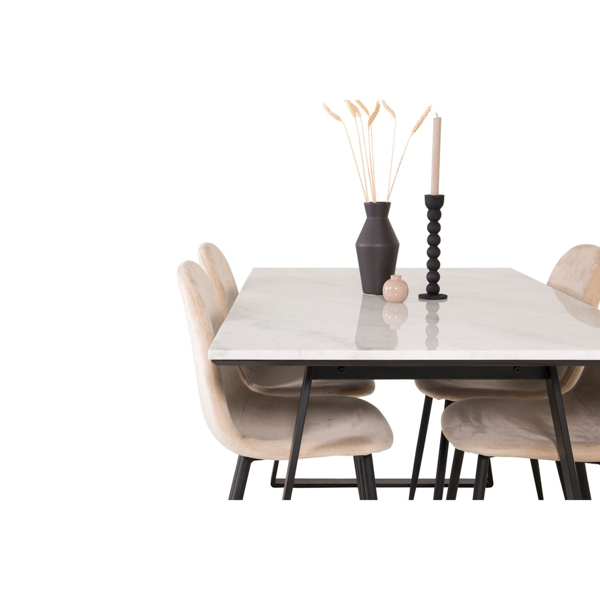 Estelle, Polar Rektangulär matgrupp Beige,svart, Svart,Vitt, 140 x 90